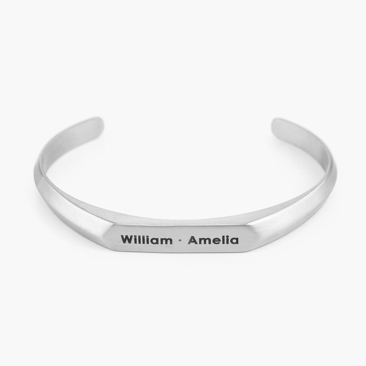 925 Sterling Silver Personalized Couples Cuff Id Set