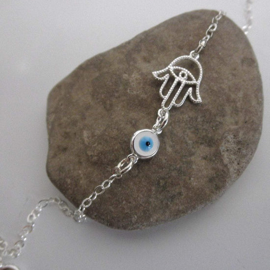 925 Sterling Silver Hamsa Hand Anklet - onlyone