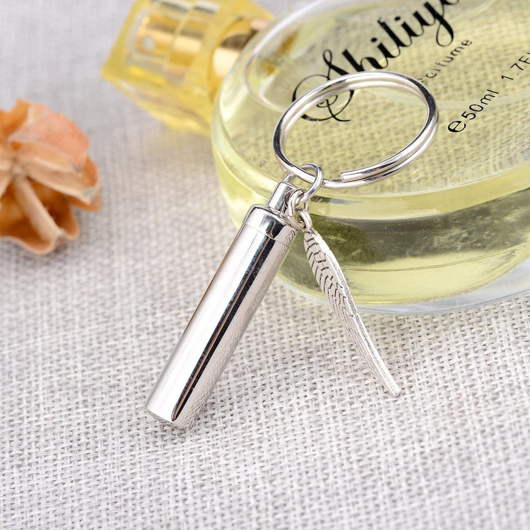925 Sterling Silver Angel Wing Charm & Cylinder Memorial Urn Necklace Cremation Jewelry for Ashes