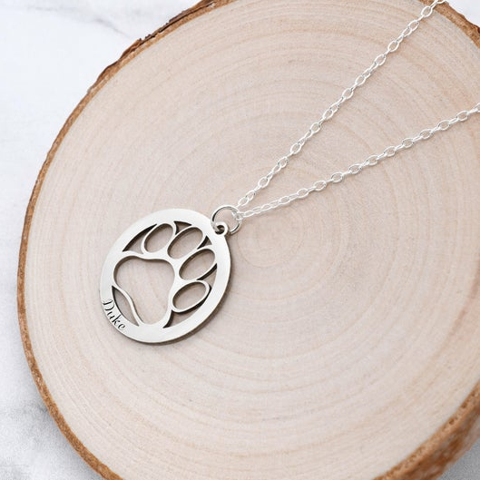 925 Sterling Silver Dog Paw Hollowed-Out Necklace, Gift For Pet Lover - onlyone