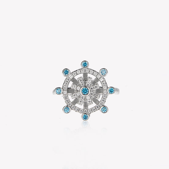 925 Sterling Silver Rotatable Cubic Diamond Snowflake Ring Adjustable Ring - onlyone