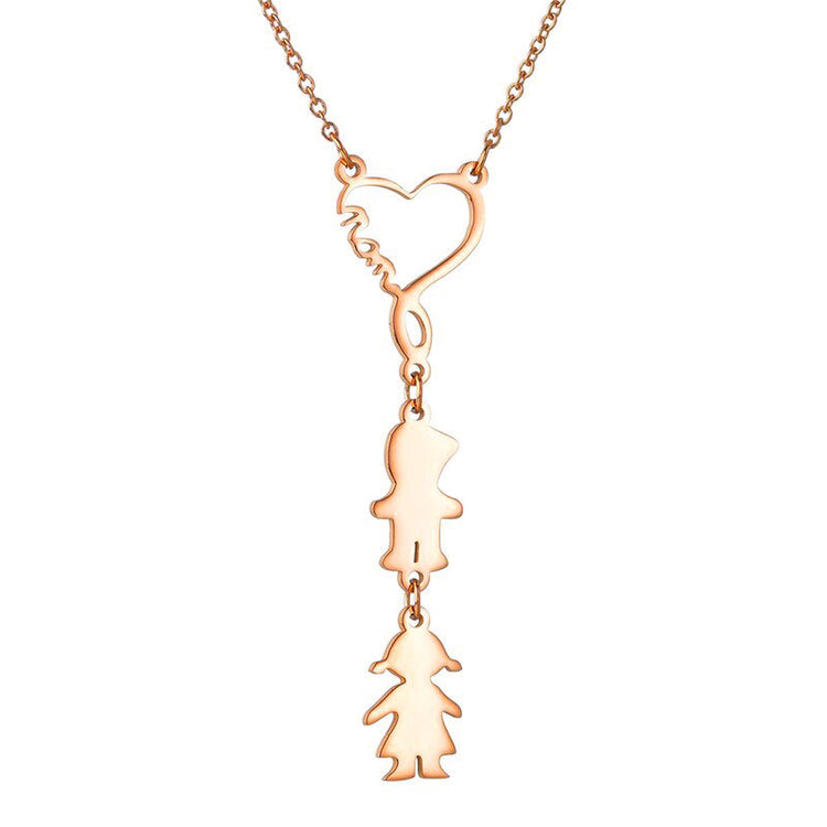 925 Sterling Silver Engravable Mom And Children Pendant Necklace