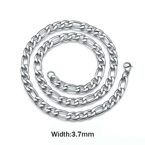925 Sterling Silver 3.7mm Mens Gold Chain Necklace Figaro Link Chain Necklace, Gift For Him