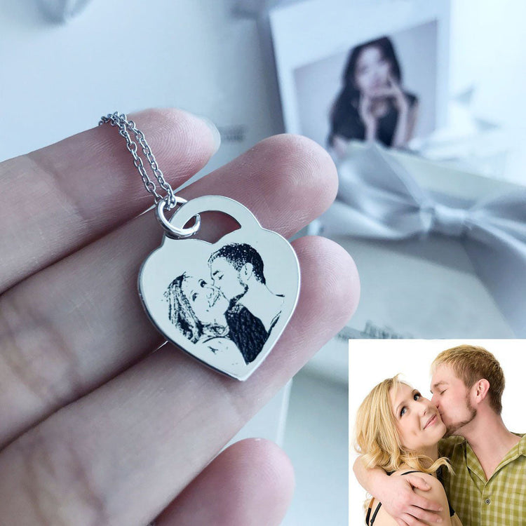 925 Sterling Silver Engraved Pets Photo Necklace Inspirational Gift