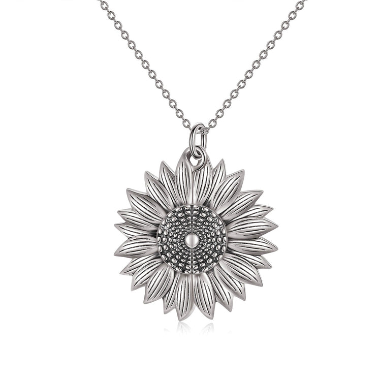 925 Sterling Silver Custom Photo Sunflower Locket Necklace - onlyone