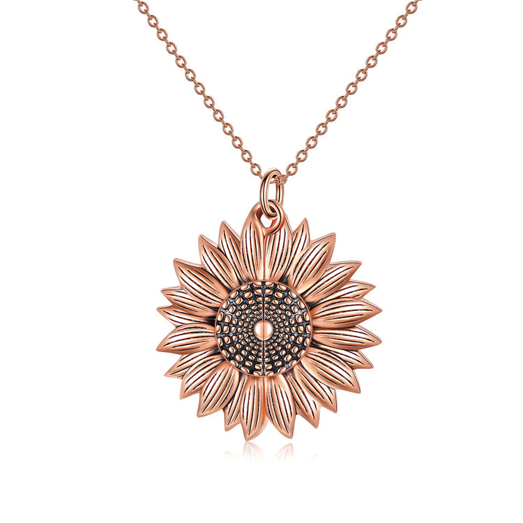 925 Sterling Silver Custom Photo Sunflower Locket Necklace - onlyone