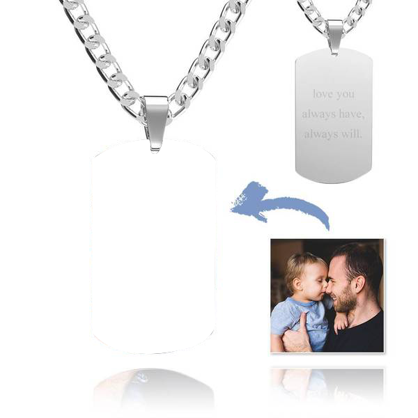 Custom Personalized Photo Engraved Necklace For Men
