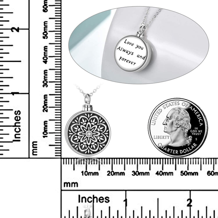 925 Sterling Silver Flower of Life Urn Ashes Necklace Cremation Jewelry for Ashes