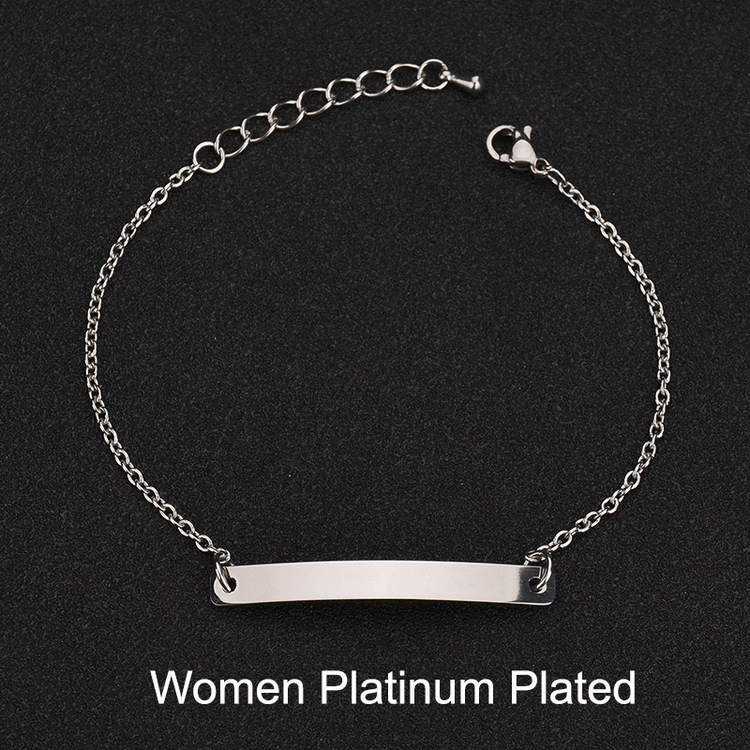 925 Sterling Silver Customized Engraving Nameplate Couple Bracelet Set - onlyone