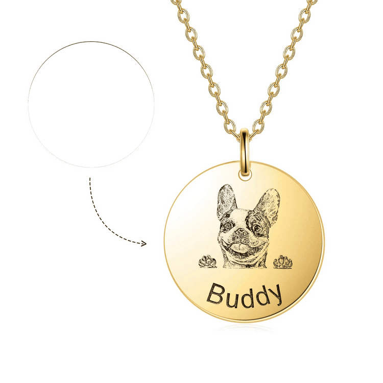 925 Sterling Silver Pet Lithograph Pet Portrait Engraved Necklace Personalized Necklace Gift For Pet Lovers - onlyone